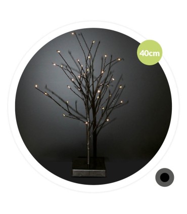 ARBOL DECORATIVO LED CUMIA GSC NEGRO 40cm - LUZ CALIDA - FUNCIONA A PILAS