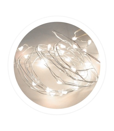 GUIRNALDA LED ALAMBRE GSC 4 9 METROS - LUZ FRIA - 8 FUNCIONES - FUNCIONA A PILAS