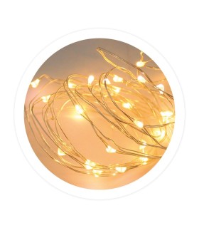 GUIRNALDA LED ALAMBRE GSC 4 9 METROS - LUZ CALIDA - 8 FUNCIONES - FUNCIONA A PILAS