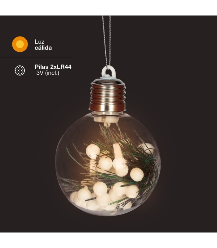 BOLA DE NAVIDAD LED GSC 8cm - LUZ CALIDA