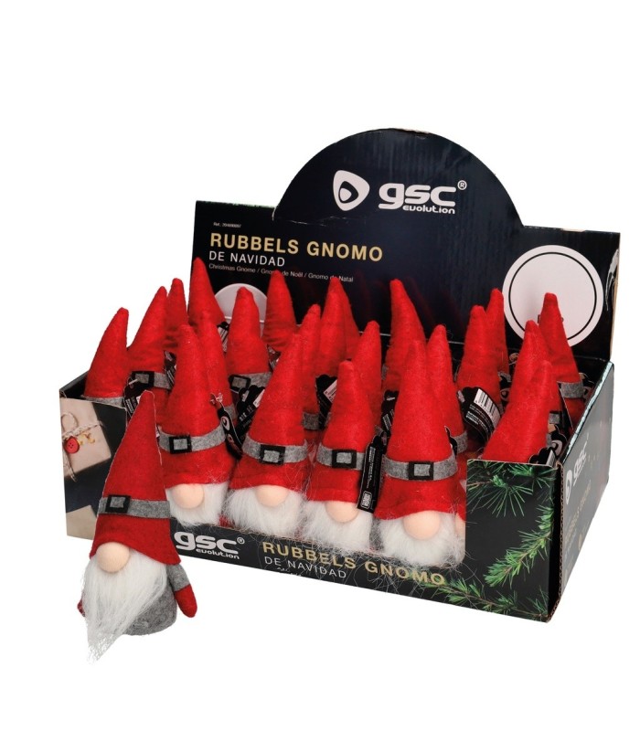 GNOMO DE NAVIDAD RUBBELS GSC 13cm ROJO Y GRIS