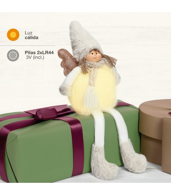 ANGEL LED CON PIERNAS COLGANTES HANIEL GSC 48cm GRIS Y BLANCO