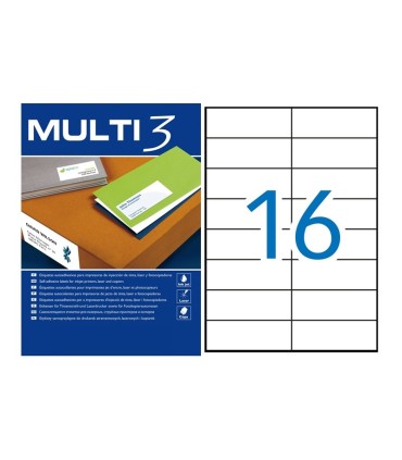ETIQUETAS ADHESIVAS MULTI3 105x37mm - PAQUETE DE 100 HOJAS