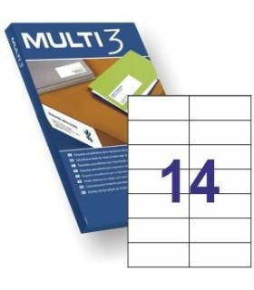 ETIQUETAS ADHESIVAS MULTI3 105x42 4mm - PAQUETE DE 100 HOJAS