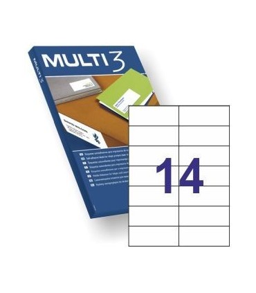 ETIQUETAS ADHESIVAS MULTI3 105x42 4mm - PAQUETE DE 100 HOJAS