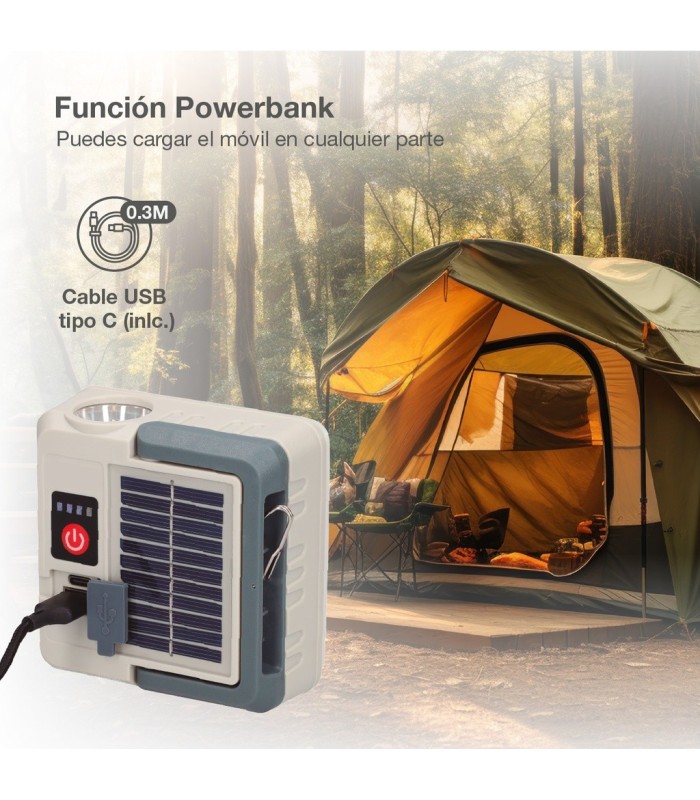 LINTERNA SOLAR LED RECARGABLE GSC 290 LUMENES - BATERIA 1.200 mAh