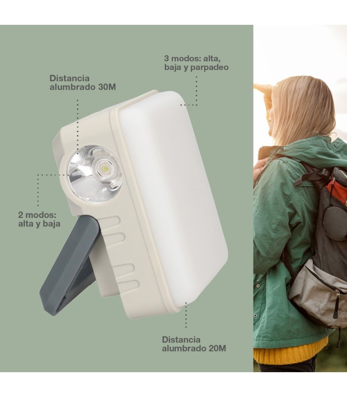 LINTERNA SOLAR LED RECARGABLE GSC 290 LUMENES - BATERIA 1.200 mAh