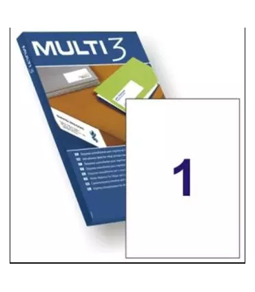 ETIQUETAS ADHESIVAS MULTI3 210x297mm - PAQUETE DE 100 HOJAS
