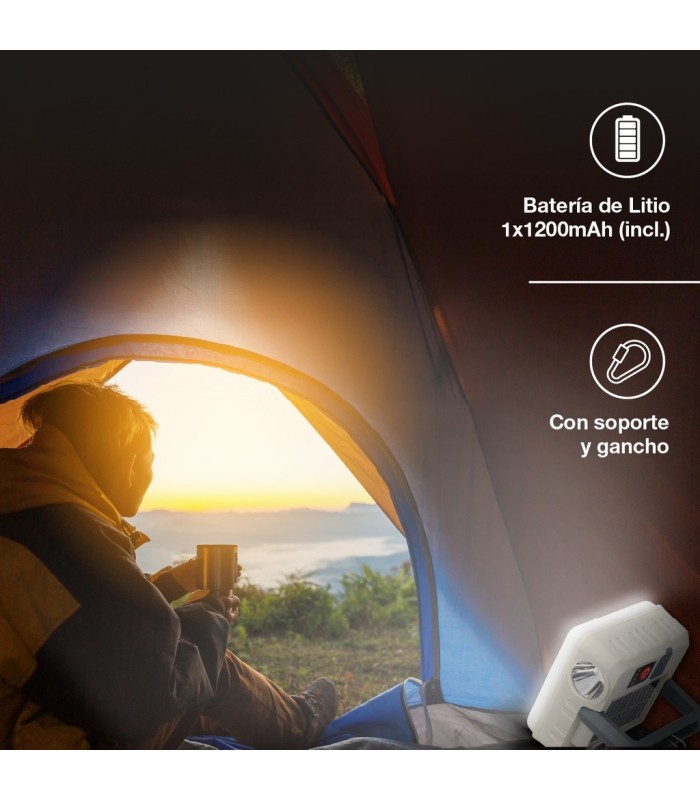 LINTERNA SOLAR LED RECARGABLE GSC 290 LUMENES - BATERIA 1.200 mAh