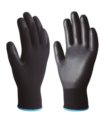 PAR DE GUANTES POLIESTER Y POLIURETANO NEGROS GSC - TALLA 8