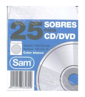 SOBRE PAPEL BLANCO SAM PARA CD 125x125cm PAQUETE 25 UNIDADES