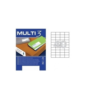 ETIQUETAS ADHESIVAS MULTI3 52,5x29,7 mm - PAQUETE DE 100 HOJAS