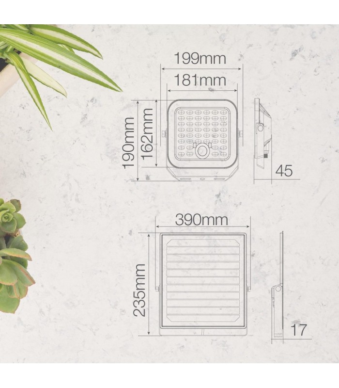FOCO PROYECTOR SOLAR LED PAMOL GSC CON SENSOR DE MOVIMIENTO Y CREPUSCULAR 50W 6000K 1400LM