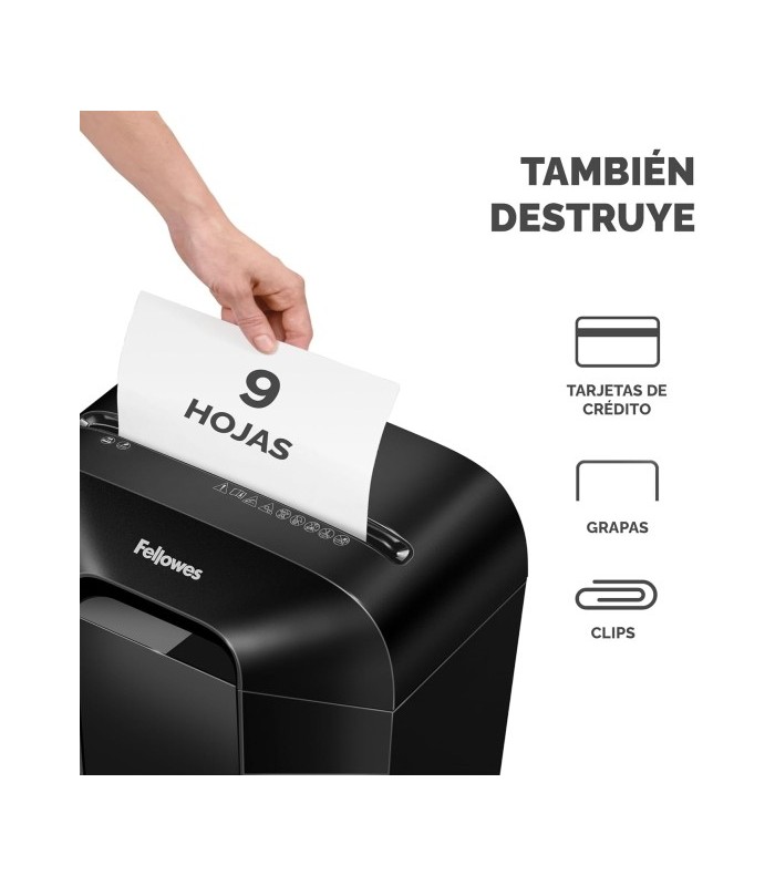 DESTRUCTORA FELLOWES POWERSHRED LX50 NEGRA - CORTE PARTCULAS P-4 - DESTRUYE HASTA 9 HOJAS