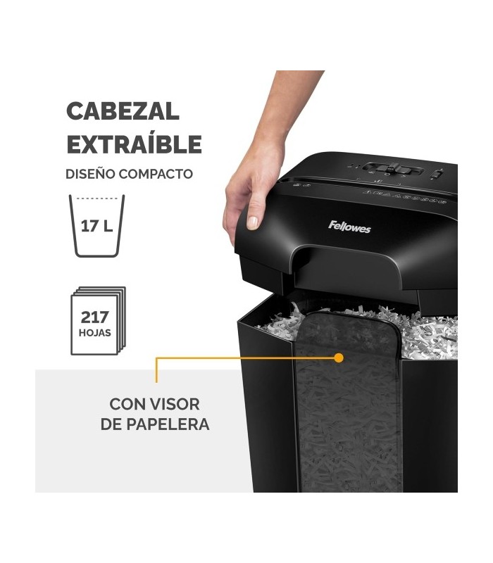 DESTRUCTORA FELLOWES POWERSHRED LX50 NEGRA - CORTE PARTCULAS P-4 - DESTRUYE HASTA 9 HOJAS