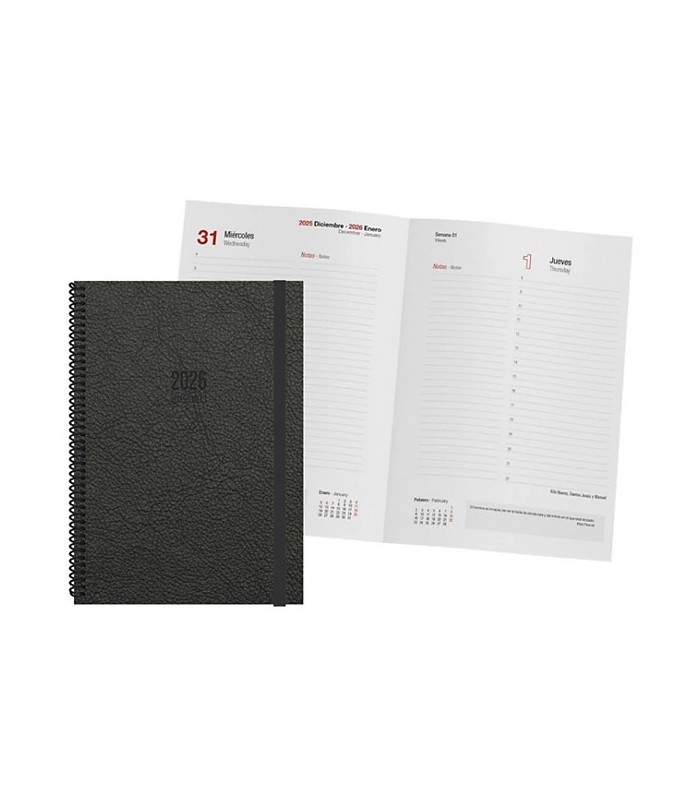 AGENDA TOKIO DIA PAGINA 17x24cm NEGRA 2026 INGRAF