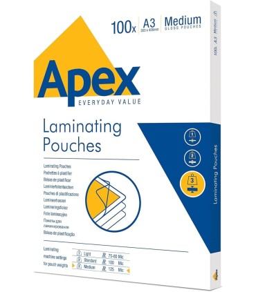 BOLSA PARA PLASTIFICAR A3 125 MICRAS FELLOWES - CAJA 100 UNIDADES