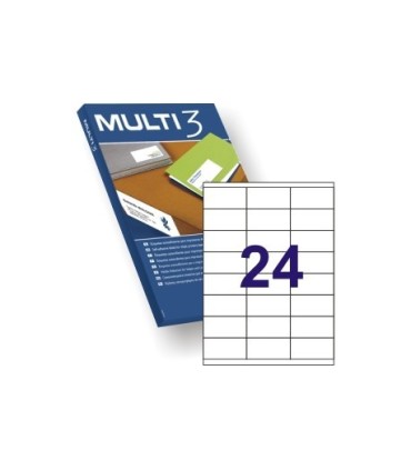 ETIQUETAS ADHESIVAS MULTI3 70x36 mm - PAQUETE DE 100 HOJAS