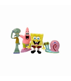 COLECCION FAMILIA BOB ESPONJA COMANSI - 4 FIGURAS - COLECCIONABLE