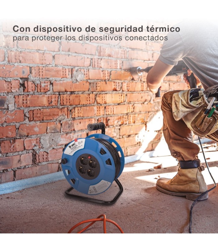 ENROLLACABLES ALARGADOR PROFESIONAL GSC 4 ENCHUFES 3x1.5mm - 25 METROS