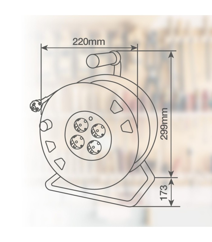 ENROLLACABLES ALARGADOR PROFESIONAL GSC 4 ENCHUFES 3x1.5mm - 25 METROS