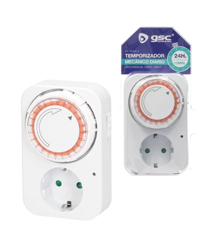 TEMPORIZADOR MECANICO DIARIO 24 horas GSC - INTERVALOS 15 MINUTOS - MAX  3500W