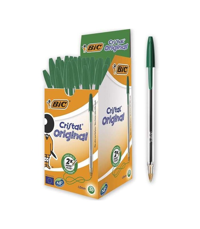 BOLIGRAFO BIC CRISTAL ORIGINAL VERDE - PUNTA REDONDA 1 0mm - TRAZO 0 4mm