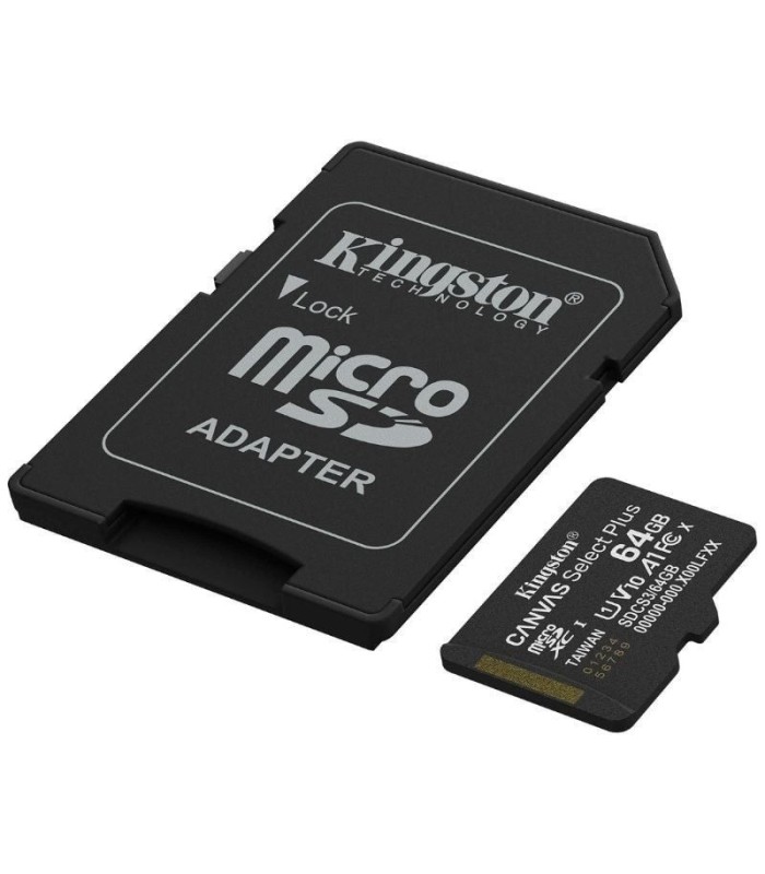 TARJETA MICRO SD XC 64GB + ADAPTADOR KINGSTON CANVAS SELECT PLUS - CLASE 10 - 100MB-S