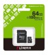 TARJETA MICRO SD XC 64GB + ADAPTADOR KINGSTON CANVAS SELECT PLUS - CLASE 10 - 100MB-S