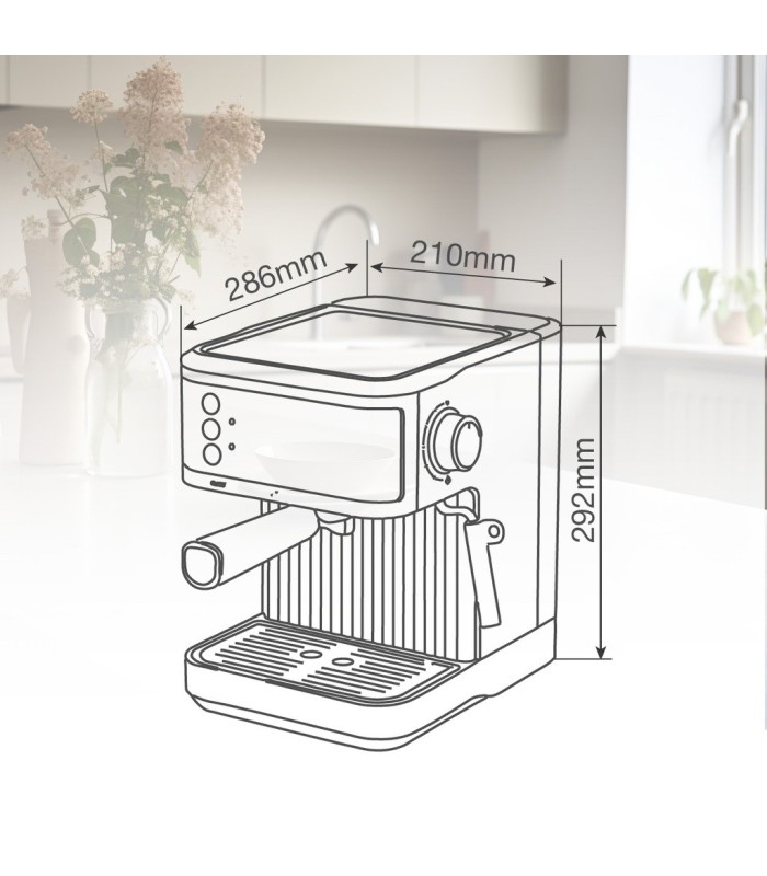 CAFETERA ESPRESSO LAKATO GSC - POTENCIA 850W - PRESION 20 BARES - DEPOSITO 1 8 LITROS