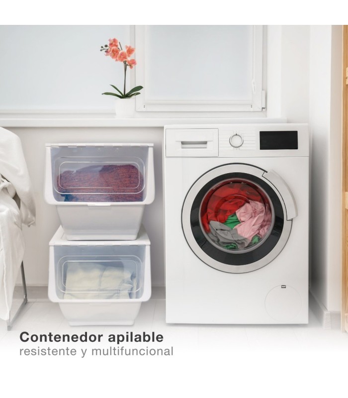 CONTENEDOR APILABLE CON RUEDAS DOVELIS GSC BLANCO 36 LITROS