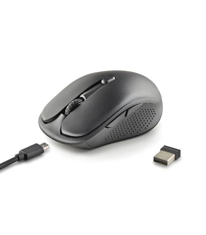 RATON INALAMBRICO NGS EVO RUST NEGRO - USB 1600dpi - RECARGABLE - 5 BOTONES - USO DIESTRO