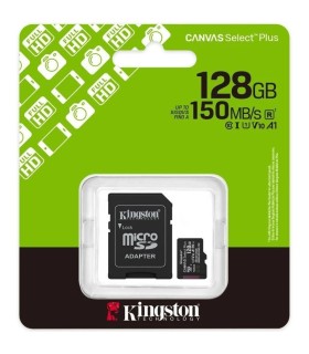 TARJETA MICRO SD XC 128GB + ADAPTADOR KINGSTON CANVAS SELECT PLUS - CLASE 10 - 150MB-S