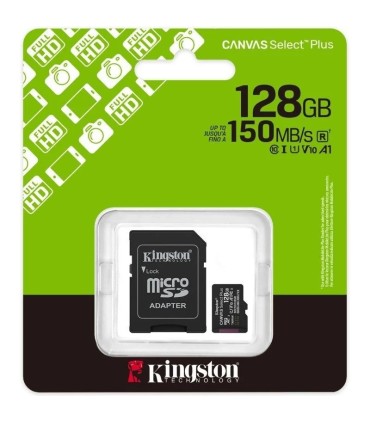 TARJETA MICRO SD XC 128GB + ADAPTADOR KINGSTON CANVAS SELECT PLUS - CLASE 10 - 150MB-S