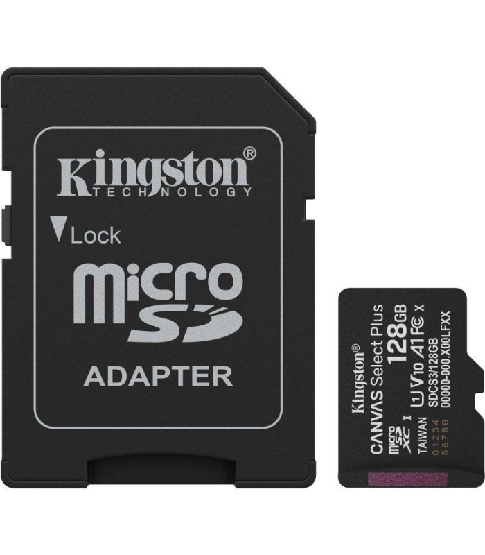 TARJETA MICRO SD XC 128GB + ADAPTADOR KINGSTON CANVAS SELECT PLUS - CLASE 10 - 150MB-S