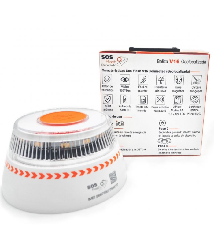 BALIZA DE SEÑALIZACION DE EMERGENCIA V16 GEOLOCALIZADA SOS FLASH - ALCANCE 1 KILOMETRO