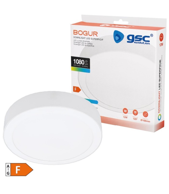 PLAFON SUPERFICIE DOWNLIGHT LED REDONDO BOGUR BLANCO 12W LUZ BLANCA 6500K 1200 LUMENES