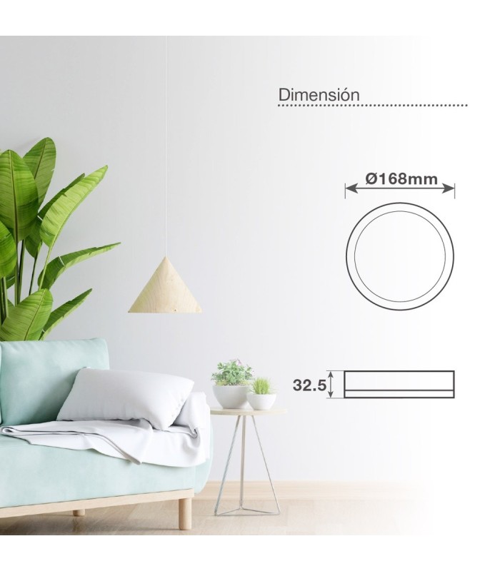 PLAFON SUPERFICIE DOWNLIGHT LED REDONDO BOGUR BLANCO 12W LUZ BLANCA 6500K 1200 LUMENES