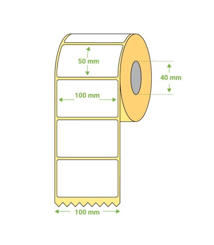 ETIQUETAS COMPATIBLES TERMICAS BLANCAS PERFORADAS ZEBRA 100mm x 50mm 1000 UNIDADES