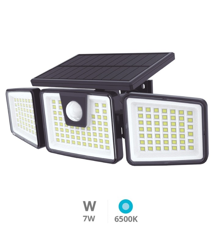 APLIQUE SOLAR LED ORIENTABLE MARLO GSC NEGRO 7W LUZ BLANCA 6500K 700 LUMENES - CON SENSOR