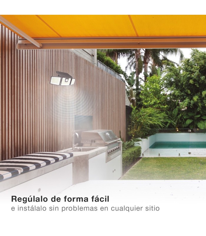 APLIQUE SOLAR LED ORIENTABLE MARLO GSC NEGRO 7W LUZ BLANCA 6500K 700 LUMENES - CON SENSOR