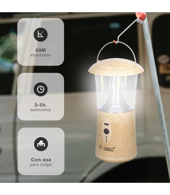 LINTERNA LED CAMPING GSC - RECARGABLE USB-C - POTENCIA 5W - 360 LUMENES