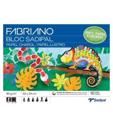 BLOC MANUALIDADES PAPEL CHAROL 10 HOJAS SURTIDAS FABRIANO