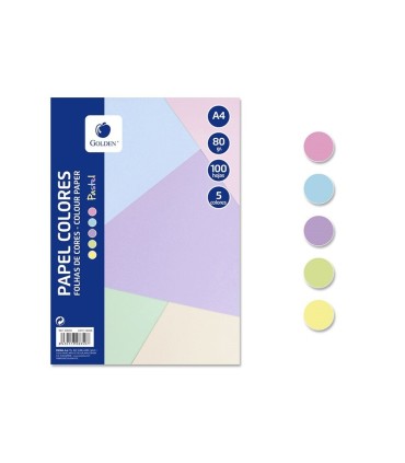 GOLDEN RESMILLERIA 10 COLORES PASTEL A4 100H 80 GR