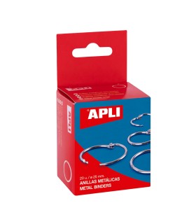 ENCUADERNADOR ANILLA METALICO APLI Ø 25MM CAJA DE 20 UNIDADES