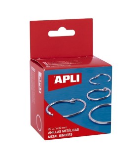 ENCUADERNADOR ANILLA METALICO APLI Ø 32MM CAJA DE 20 UNIDADES