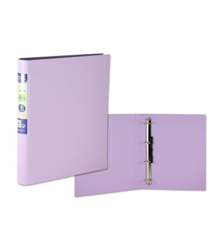 CARPETA PP A-4 4 ANILLAS 25 LOMO REDONDO PASTEL MORADO BISMARK