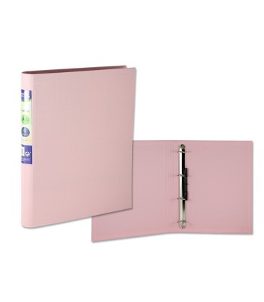 CARPETA PP A4 4 ANILLAS 25 LOMO REDONDO PASTEL ROSA