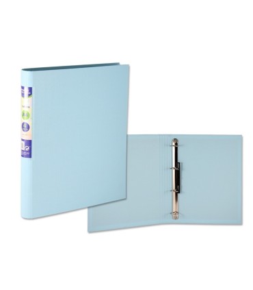 CARPETA PP A4 4 ANILLAS 25 LOMO REDONDO PASTEL AZUL