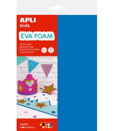 GOMA EVA APLI PACK 10 LAMINAS A4 COLORES SURTIDOS 210X297X2MM